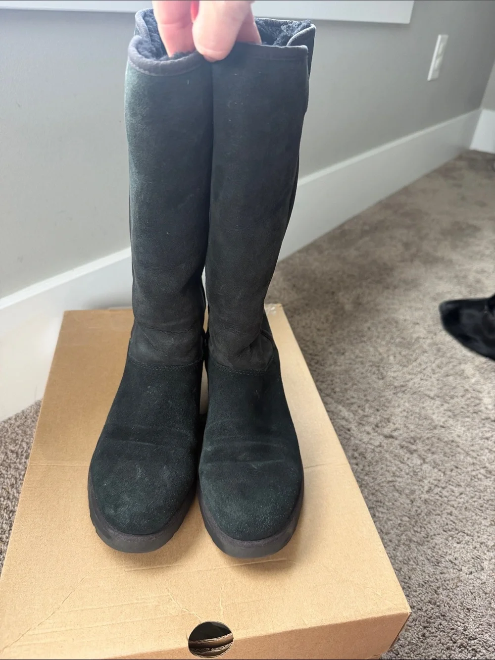 UGG Black Tall Suede Women's Knee Boots